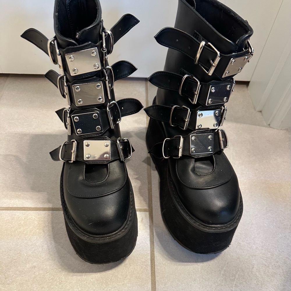 Demonia “Damned-105” Buckle Platform Boots